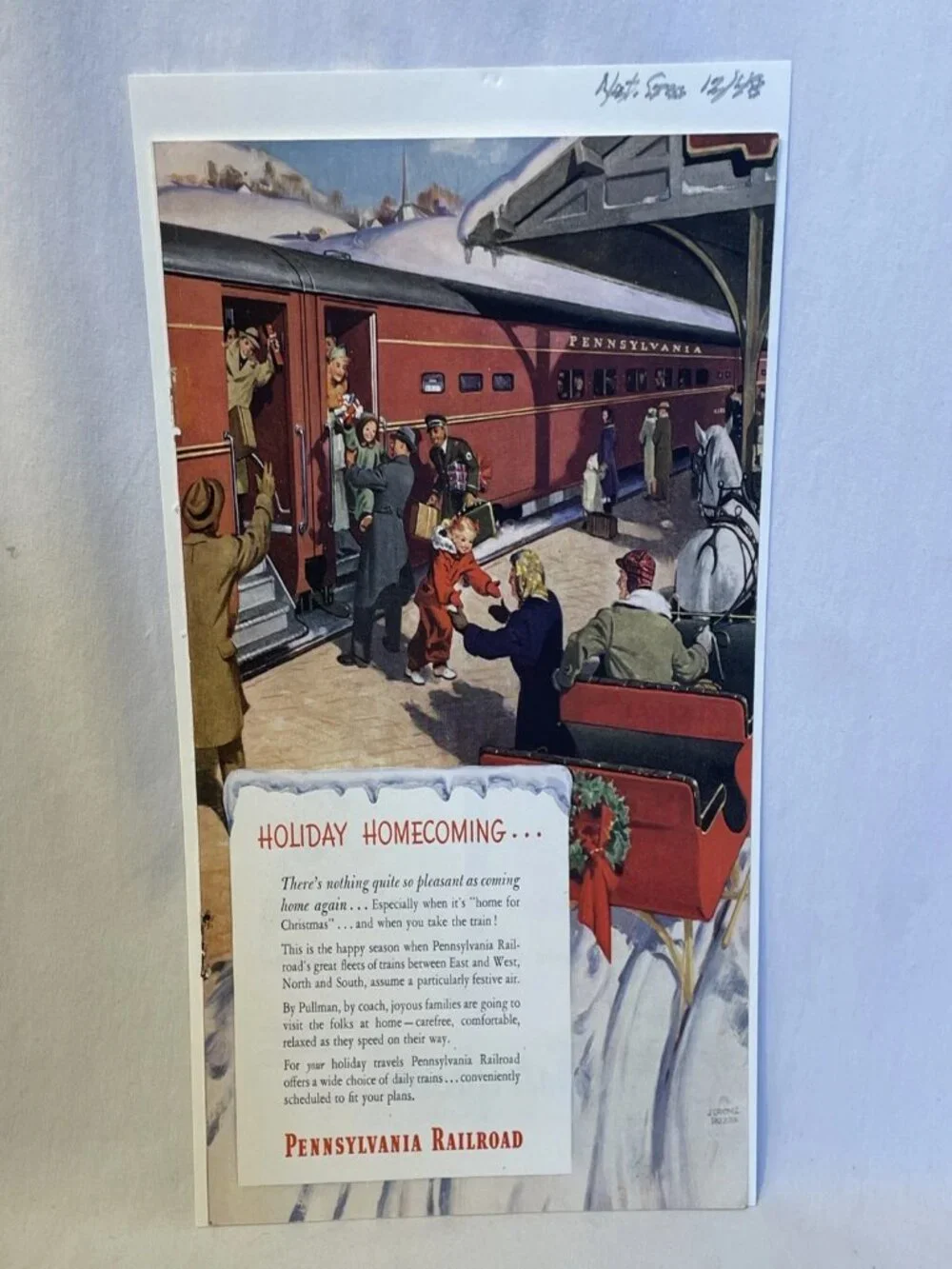 1948 Pennsylvania Railroad Ad Holiday Homecoming National Geographic Christmas - Picture 2 of 11